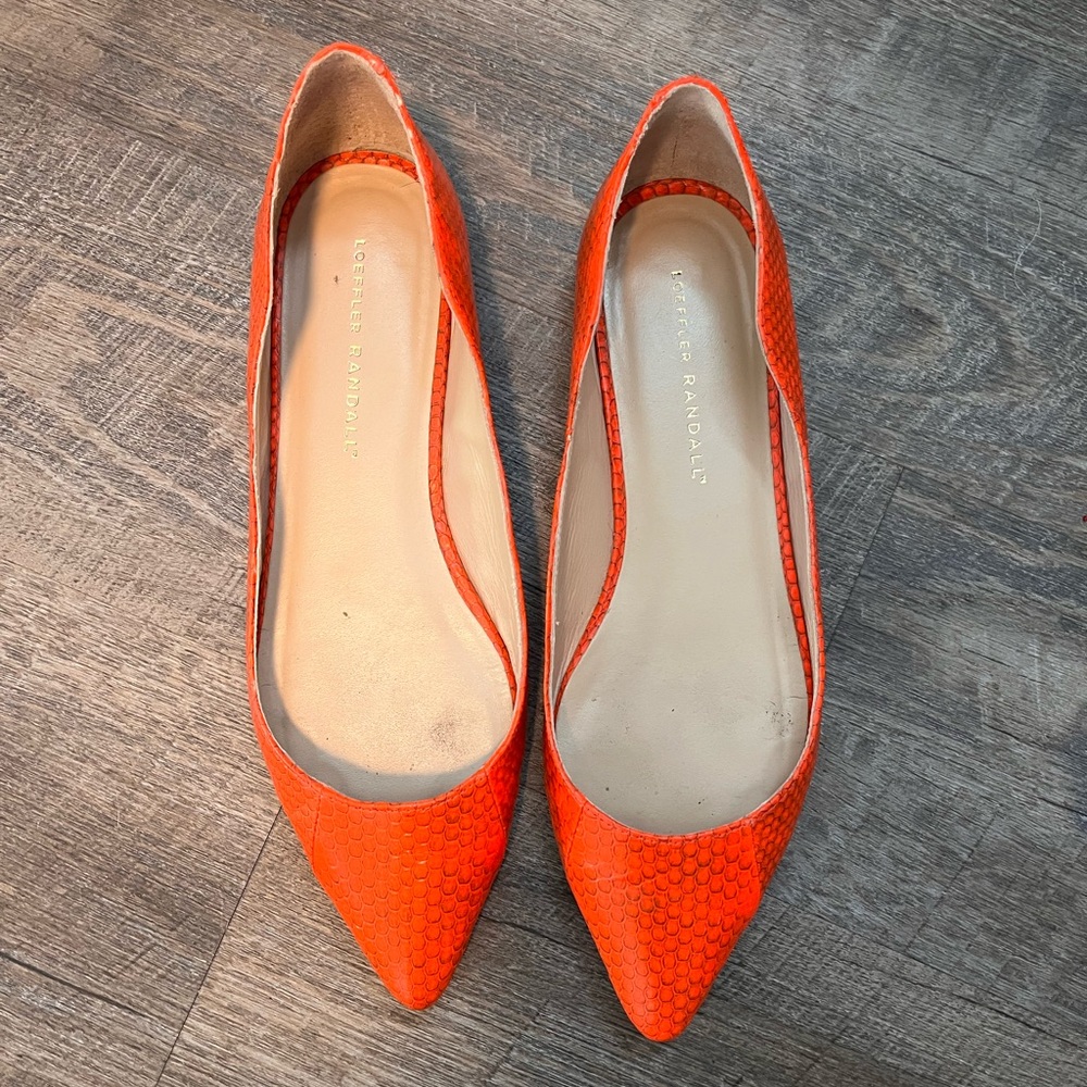 Loeffler Randall Milla Electric Orange Ballet Flat Sz 8.5